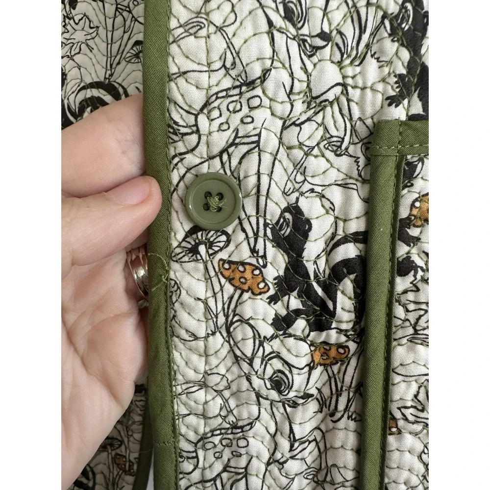 DISNEY M Quilted Bambi Flower Thumper Lined Pocket Boxy Green Jacket *NEW